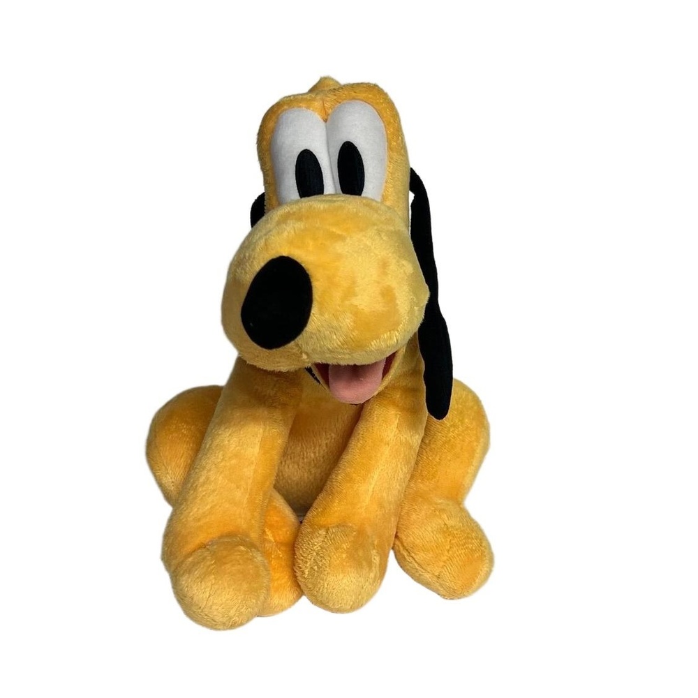 Disney Store Pluto Dog Sitting Plush Toy Yellow Character Black Ears Collectible